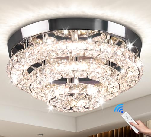 Cainjiazh 11,8 lampadari di cristallo moderni LED lampadario di cristallo a soffitto lampadario a soffitto a incasso lampadario per sala da pranzo corridoio a tre livelli dimmerabile con telecomando