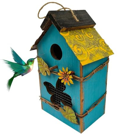 Casetta per uccelli in legno, Casette per uccelli da esterno,Casette per uccellini in legno e sospese - Gabbia per uccelli, decorazione da giardino multifunzionale, rifugio decorativo protettiv