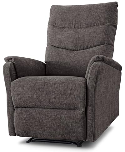 EVERGREENWEB - Poltrona Relax Reclinabile Elettrica con Comodo Pulsante Integrato nel Bracciolo, Schienale Regolabile e Triplo Cuscino in Tessuto Marrone, 2in1 Poltrona Letto con Seduta Ergonomica