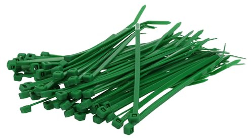 Kalitec 100 Bridas de Nylon Verde 368 x 4,8 mm, Resistentes a los Rayos UV | Resistencia de 22 kg, Poliamida PA 6.6 para cables y tubos, Rango de temperatura de -45 a 120 °C, Cierre autoblocante