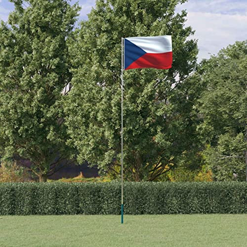 Sufrk Drapeau tchèque et mât en aluminium de 5,55 m - Drapeaux olympiques de qualité supérieure - Pour l'intérieur et l'extérieur