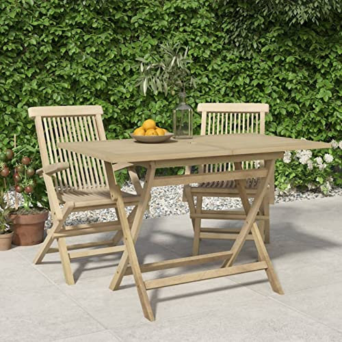 Xichuzi Gartentisch, Buffettisch, Garten Esstisch, Multifunktionstisch, Terrassentisch, Picknicktisch, Spieltisch, Flohmarkttisch, Klappbar Grau 120x70x75 cm Massivholz Teak