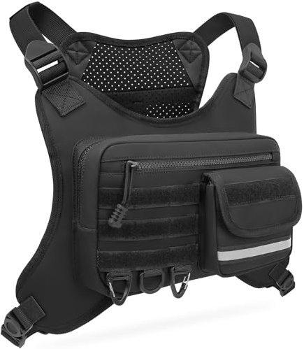OCKLILY Chest Bag for Men Women, Outdoor Sports Running Vest Bag, Chest Pack for Running, Cycling, Hiking, Workouts, Traveling -Black