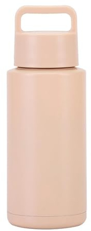 Botella de agua portátil simple y personalizada de 1 litro, hervidor deportivo de acero inoxidable caliente y frío, color albaricoque de leche, cubierta de mango (modelo), 1 litro