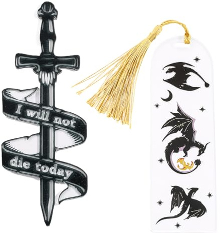 Carreneu 2 Stück Lesezeichen Fantasy Fourth Wing Acryl Drachen Lesezeichen Cool Dragon Bookmark mit Sonne und Wolken Geeignet für Buchliebhaber Freunde Familie Lesebegeisterte