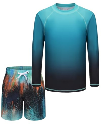 Aisyee Boys Swimming Costume Kids Swim Top and Swim Shorts Set 6-7 Years