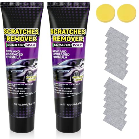 2 Stück Auto Kratzer Reparaturpaste, 240g Autolack Reparatur - Kratzerentfernungs - Paste Set mit Nano - Tuch und Schwamm, für verschiedene Autooberflächen