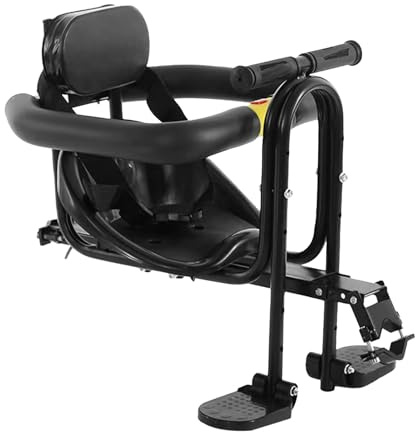 Genikeer Child Bike Seat | Safety Carrier Front Mount Baby Seat With Armrest And Foot Pedals, Detachable Alloy Cycling Seat, Front Seat Safety Saddle For Children 2~5 Years, Cycling Accessories