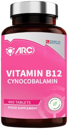 Cyanocobalamin Vitamin B12 50mcg 400 Tablets - Suitable for Vegans & Vegetarians - Combat Fatigue & Tiredness - for Men & Women - Made in UK