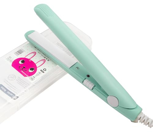 Mini Plancha de Pelo，Plancha de pelo 2 en 1,Planchas Planas de Calentamiento，Calentamiento Ultrarrápido,Cabello Corto, Flequillo Tamaño Mini Viaje uso en el Hogar (Verde oliva)