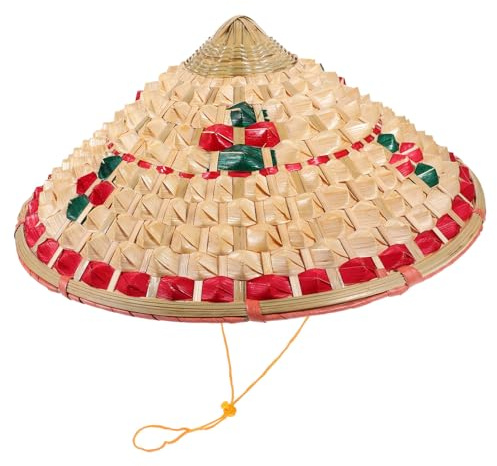 Hohopeti Chapeau Oriental Bambou Tissé Accessoire de Scène Ajustable pour Cosplay et Danse Chapeau Traditionnel Chinois pour Festival et Performances