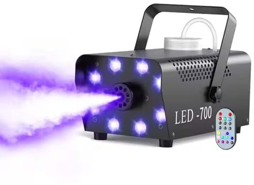 Machine À Fumée, Mini Machine À Fumée 700 W avec 8 Led Rvb Et 14 Effets D'éclairage Led Colorés, 3,5 M de Fumée À Cycle Automatique pour Fête D'halloween, Effet de Scène de Mariage