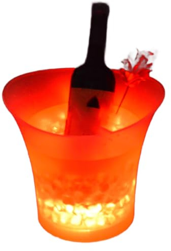 Koolenry Champagne Bucket,LED Light, Illuminated Ice Bucket, Waterproof Plastic LED Ice Bucket for Bar, Beer, Champagne Crate Red