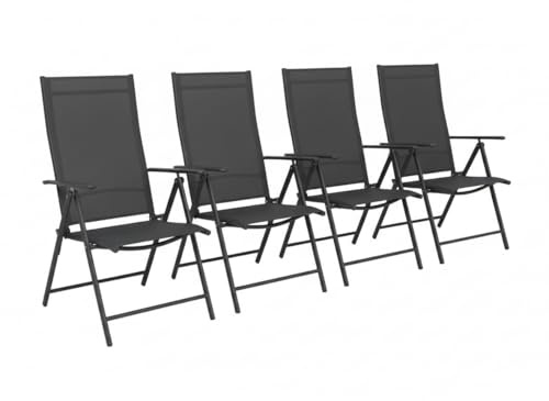 Pincho Set 4 Sillas Plegables Jardin Exterior 7 Posiciones Acero Textileno Antracita 56X65X103 Cm Reclinables Patio Terraza Balcon Camping Comedor Plegables Resistentes