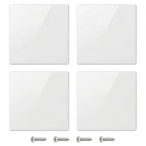 Cache Prise Murale, Cache Interrupteur Mural Résistant Plaque Murale Aveugle 8,6x8,6 cm en Plastique Robuste, Couvercle Plastique pour Trou Mural Cache Prise Electrique Blanc avec Vis, 4 Pièces