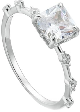 KnSam Echtschmuck Pärchen Ringe 9K/14K/18K Gold, Hochzeitsring Schmal mit Labor Erstellt Diamant Prinzessschliff, Solitärring Gelbgold Au 375/585/750, Gr.47-65