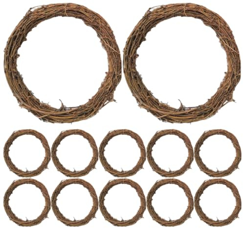 Zerodeko 12piezas Mini Aros de Corona de Vid Natural de Anillos de Ratán para Manualidades Decoración Colgante para Navidad y Primavera Adornos Rústicos para Bricolaje