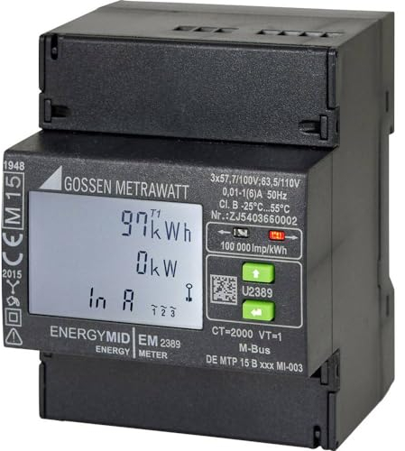 Gossen Metrawatt U2387-V012 Drehstromzähler mit Wandleranschluss, digital, MID-konform, Schwarz, 1 St.