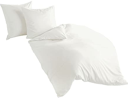 Bierbaum hochwertige Uni Fein Biber Bettwäsche 2 tlg. 135x200cm einfarbig Weiß 100% Baumwolle