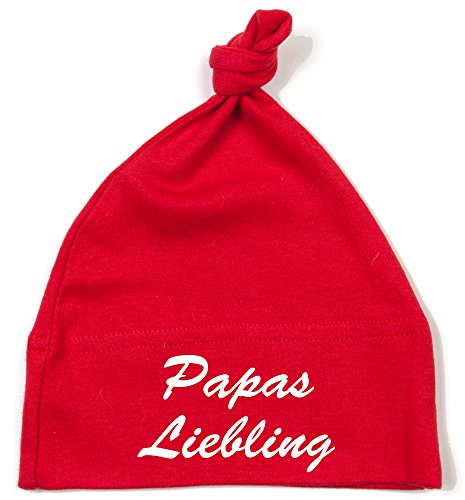 Schnoschi Babymütze in rot mit Papas Liebling hochwertig Bestickt/gestickt