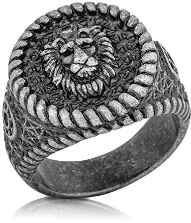 Akitsune Imperator Ring | Design-Ring Frauen Herren Edelstahl Groß Löwe König Siegel