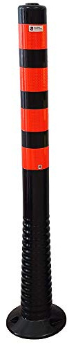 UvV® Reflex Absperrpfosten, Poller 100 cm hoch, flexibel schwarz, reflektierend (1 Stück, Schwarz-Orange)