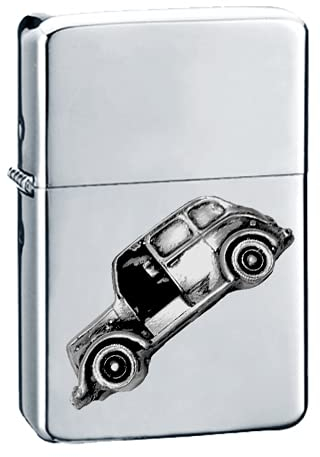 Classic Car Beardmore Taxi ref25 Zinn-Effekt Design auf einem Flip-Top-Benzin-Feuerzeug, winddicht, Silber nachfüllbar