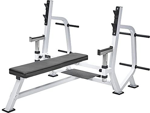 Bad Company breite Drückerbank mit 2 Haupt Hantel-Ablagen, einer externen Notablage und 8 Hantelscheibenaufnahmen I BCA-140