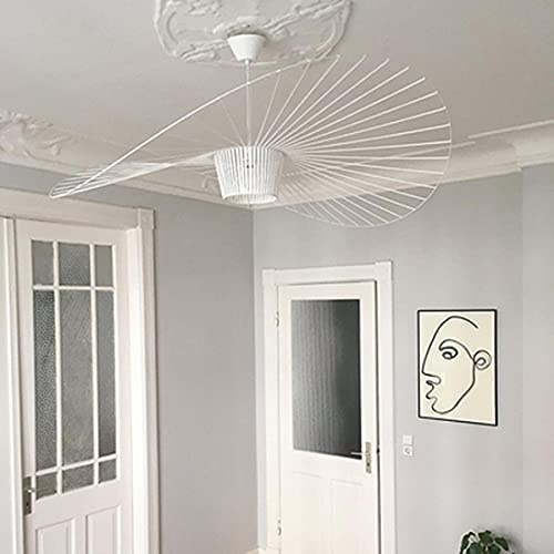 GLZXMQBP Vertigo Lampe 80CM Weiss Pendelleuchte Vintage HäNgelampe Modern Hut Wohnzimmer Kronleuchter für Kreative (einstellbare Lichthöhe) in Fiberglas + Polyurethan, E27 Kronleuchter