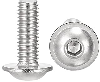 sourcing map 50 Stück Flansch Rundkopfkantschrauben, M5*14mm Sechskant Antriebsschraube, 304 Edelstahl Verschluss Bolzen, Vollgewinde Maschinenschraube
