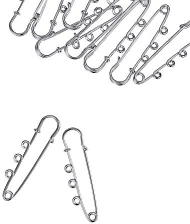 Airssory 10 Stück 52mm (2) 3 Löcher Metall Brosche Sicherheitsnadeln Befestigungen Rock Kilt Catch Pins Erkenntnisse für Bekleidungskunst Schmuckherstellung Handwerk