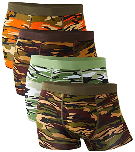 YOULEHE Boxer da uomo in morbido bambù, traspirante, confezione multipla, Confezione da 4 mimetiche, XL