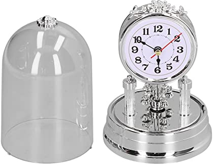 HERCHR Mantel Clock Vintage Table Silent Desk Clock with Glass Dom for Living Room European Vintage Style Decorative Table Retro Alarmclock for Living Room Bedroom Indoor Decor