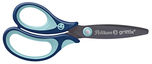 Pelikan Tijeras Griffix con Mango Ergonómico para Zurdos, Seguras para Niños, Cómodas y Duraderas, Tijeras para Manualidades, Adecuadas para la Escuela