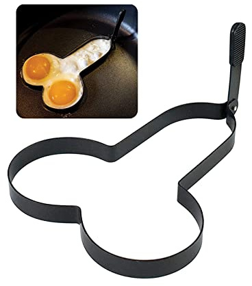 Pro-Noke Funny Egg Fryer Stainless Steel Egg Cooking Rings Slomg Ring Non-Stick Egg Making Molds Funny Touchware Omelet with Handle (Black)
