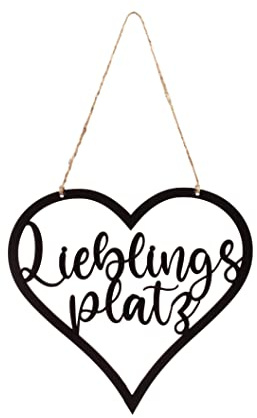 Wandhänger Herz Lieblingsplatz | Acryl | Wanddeko | Dekoschild | Garten | schwarz ca. 25,5 x 25 cm Pohmer Design