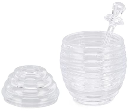 CHICIRIS Plastic Honey Pot Bee Shape, Honey Jar with Stirring Rod, Food Grade Kitchen Storage Container