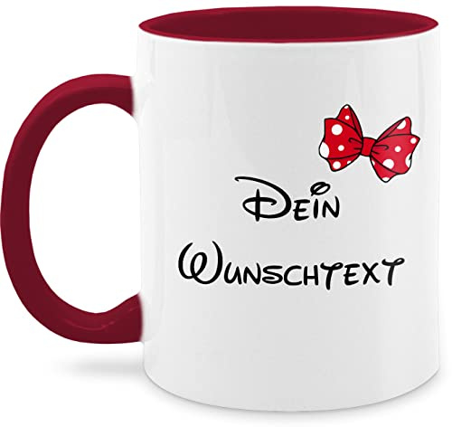 Tasse Tassen 325ml - Aufdruck selbst gestalten - Wunschtext mit Schleife I - 325 ml - Bordeauxrot - girlfriend mugs custom mug personalisierte freundin glühweintassen text paartassen