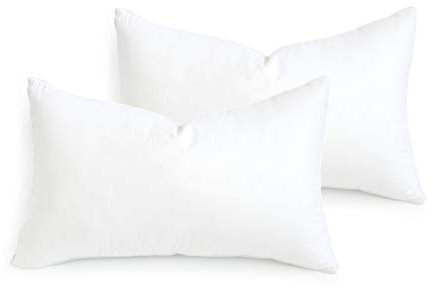 Hofdeco Premium korsryggskudde inlägg set med 2, 33 cm x 53 cm (för täckstorlek 30 x 50 cm) vattentålig syntetisk dun alternativ bluff fyllare för uteplats, bänk, trädgård, vit