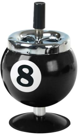 Uposao Cendrier avec Couvercle Cendrier Boule De Billard en Métal Cendrier Rotatif Porte-Cendres Ornement De Bureau pour Bureau à Domicile, Black