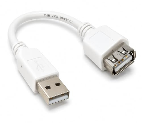 DRUT 15cm short USB Male to USB Female 2.0 24AWG High Speed EXTENSION | Cable A Plug to Socket 0.5ft White