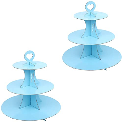 2 Pack Cupcake Stand for 24 cupcakes 3-Tier Cake Stand cardboard, Perfect for Wedding, Birthday Party, Baby Shower and Graduation