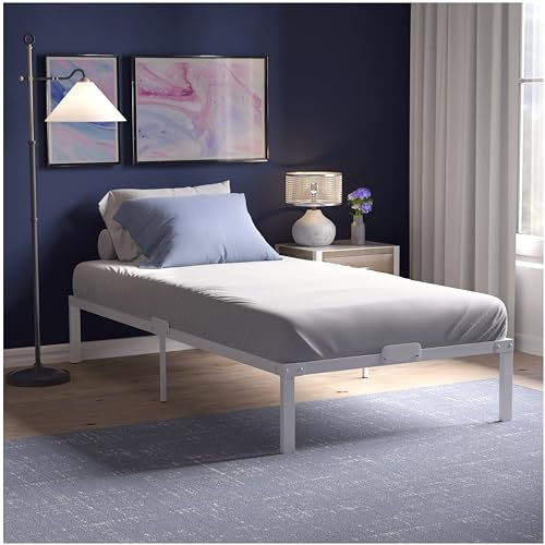 Dreamzie 90x190 sängram med vit metallbas - 90x190 bas med fötter - höjd 41 cm - motståndskraftig, enkel montering, stor lagringskapacitet