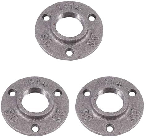 Spactz 3 bridas de tubería de hierro fundido maleable de 1 pulgada para fontanería, bridas de tubería industrial para tuberías y accesorios negros roscados 1 unidad