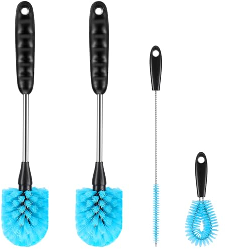 AnDock 3-in-1 Stainless Steel & Nylon Bottle Cleaning Brush Set, Long Handle with Extended Reach, 360° Cleaning, Includes Bottle Brush, Straw Tube & Spout Brush, Hanging Hole for Easy Storage