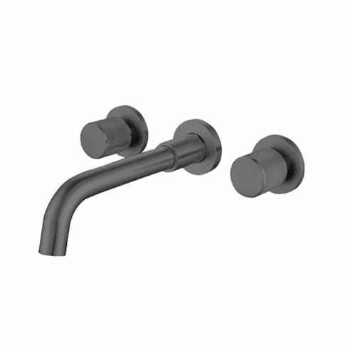 XJTNLB Wasserhahn Bad Wandmontage aus Messing Unterputz Armatur Waschbecken Set Gunmetal Grau
