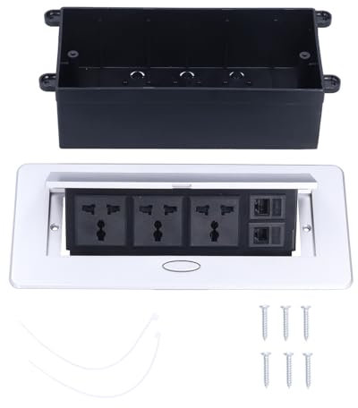 Presa Elettrica da Pavimento Presa a 3 Fori Incorporata, con Interfaccia Telefonica Per Computer, Kit Scatola da Pavimento Pop-up Per 250 V 13a