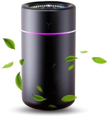 Portable Mini Air Humidifier – USB Diffuser with Colorful Cycling Light, 2 Mist Modes, Auto Shut-Off, Ultra-Quiet Design for Car, Home, Bedroom, Office, and Travel (Black)