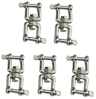 Swivel Shackle 5PCS 304 Edelstahl Doppel Backen Backen Schäkel 4mm 5mm 6mm 8mm 10mm for Marine Boot Anker Kette Edelstahl Wirbel (Color : Stainless Steel 304, Size : 8mm)
