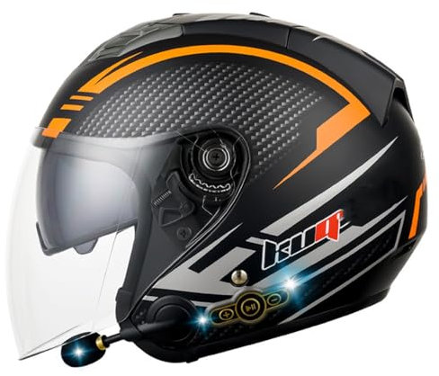 Casco Bluetooth Aperto Adulti Casco Da Motociclista Per Uomo Donna Con Doppia Visiera Casco Mezzo Retrò Casco Jet Approvato ECE Casco A Scodella Caschi Cromwell 1,L:59-60CM